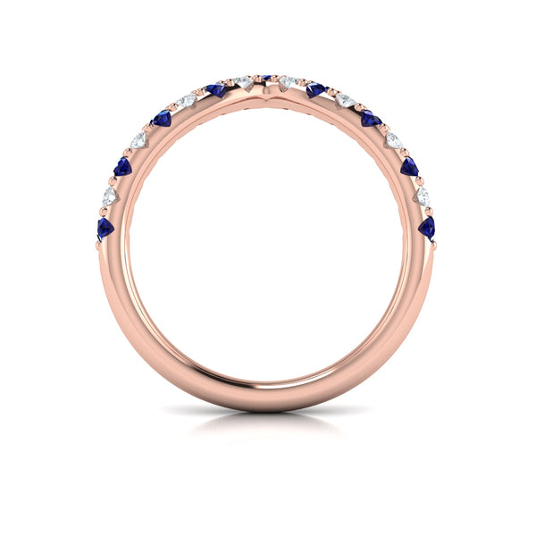 Sapphire and Diamond Contour Band