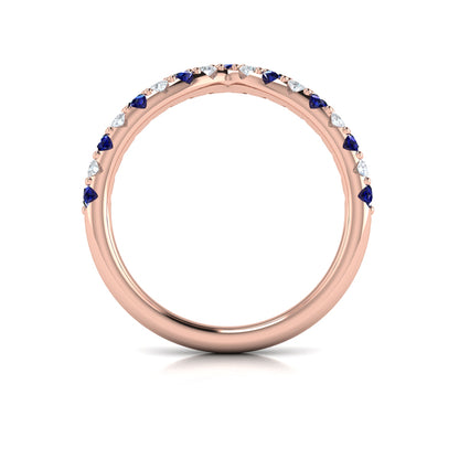 Sapphire and Diamond Contour Band