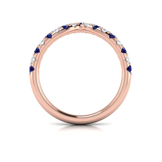 Sapphire and Diamond Contour Band