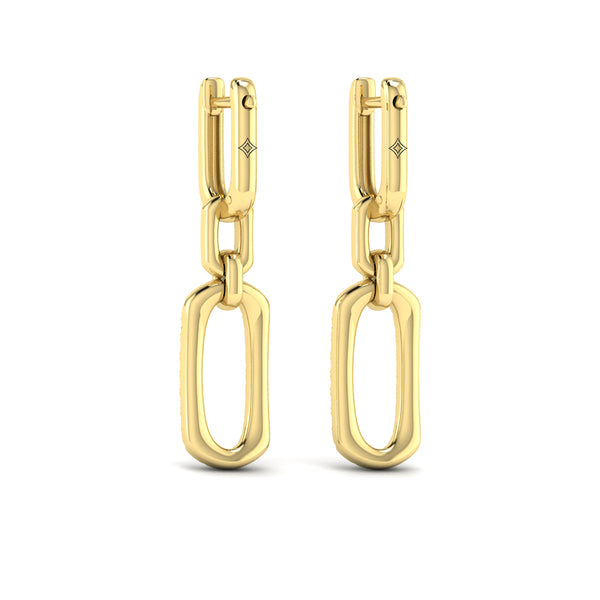 Diamond North South Open Oval Pendant Link Earrings