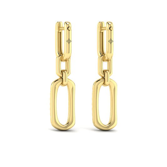 Diamond North South Open Oval Pendant Link Earrings