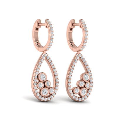 Pavé Pear Shaped and Bezel Set Diamond Earrings