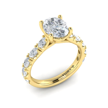 Diamond Accented Oval Engagement Ring