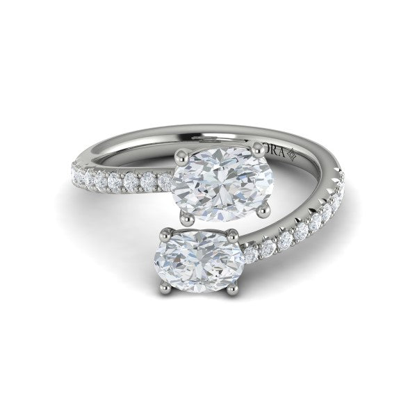 Two Stone Engagement Ring in Platinum by Vlora Bridal
