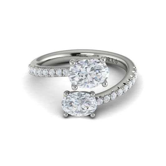 Two Stone Engagement Ring in Platinum by Vlora Bridal