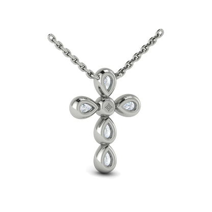 Pear Shape Bezel Set Diamond Cross Pendant