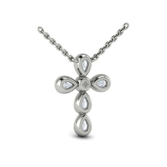 Pear Shape Bezel Set Diamond Cross Pendant