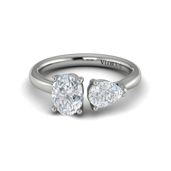 Duet Oval and Pear Two Stone Engagement Ring