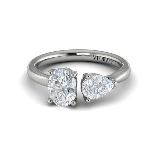 Two Stone Engagement Ring in Platinum by Vlora Bridal