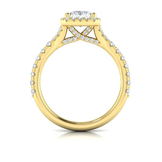 Elegant Halo Emerald Cut Engagement Ring