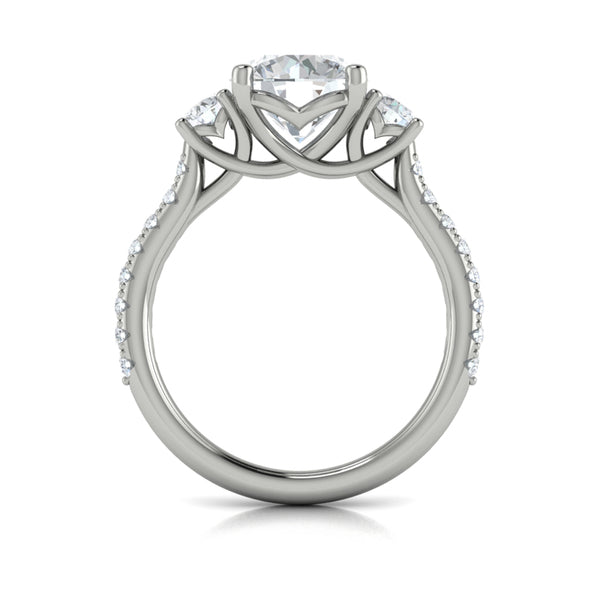 Round Classic, Three Stone Engagement Ring in Platinum by Vlora Bridal