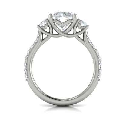 Round Classic, Three Stone Engagement Ring in Platinum by Vlora Bridal