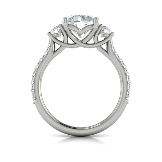 Round Classic, Three Stone Engagement Ring in Platinum by Vlora Bridal
