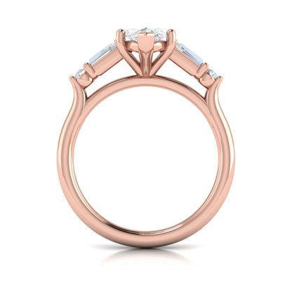 Poised Marquise Three-Stone Engagement Ring