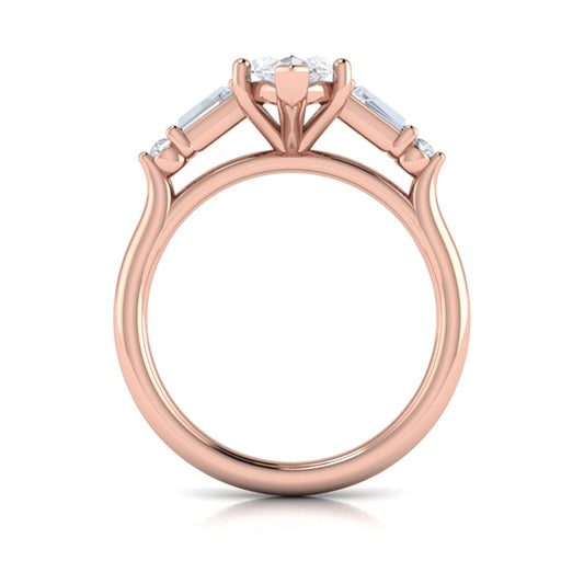 Poised Marquise Three-Stone Engagement Ring