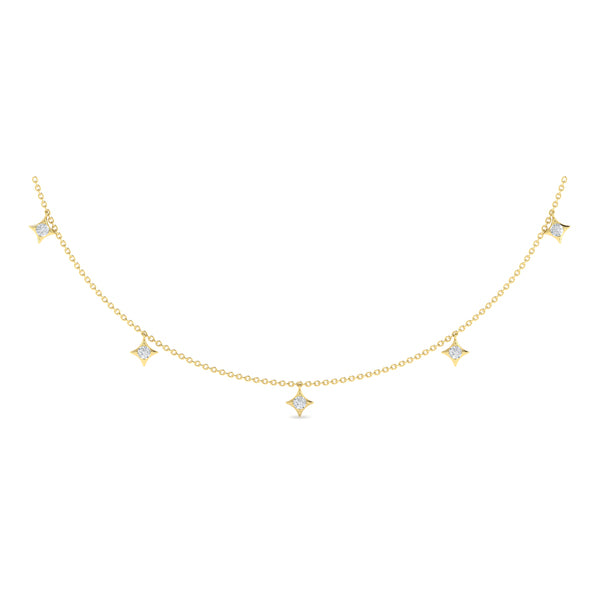 Multi Diamond Vlora Star Tassel Necklace