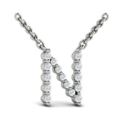 Diamond Alphabet Pendant Necklace, N