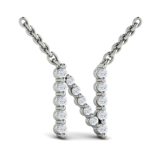 Diamond Alphabet Pendant Necklace, N