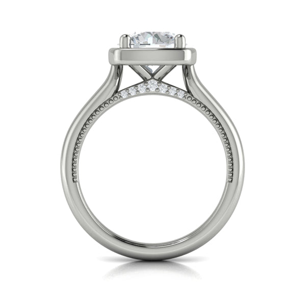 Round Classic Engagement Ring in Platinum by Vlora Bridal