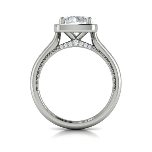 Round Classic Engagement Ring in Platinum by Vlora Bridal