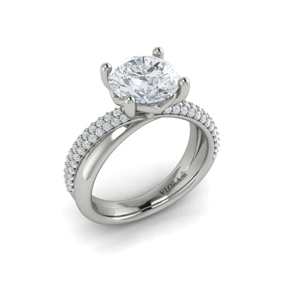 Round Straight Row Engagement Ring in Platinum by Vlora Bridal