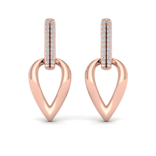 Diamond Accent Open Tear Drop Link Earrings