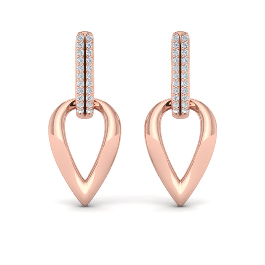 Diamond Accent Open Tear Drop Link Earrings