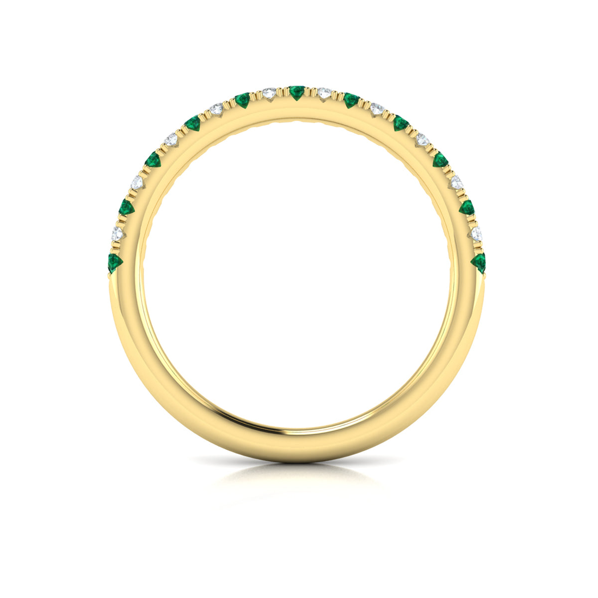 Slim Emerald and Diamond Stackable Band
