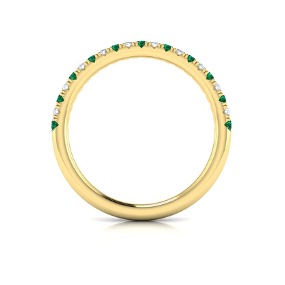 Slim Emerald and Diamond Stackable Band