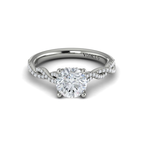 Twist Diamond Engagement Ring with Hidden Halo