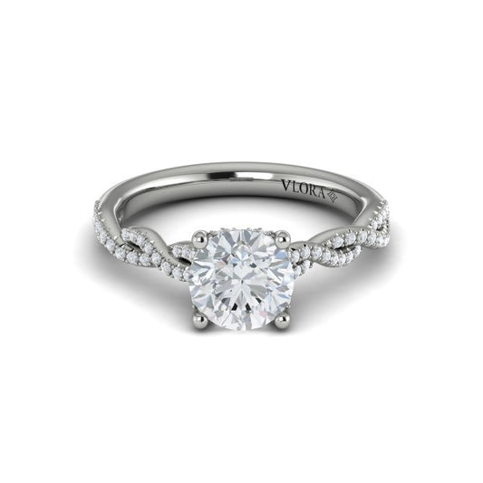 Twist Diamond Engagement Ring with Hidden Halo