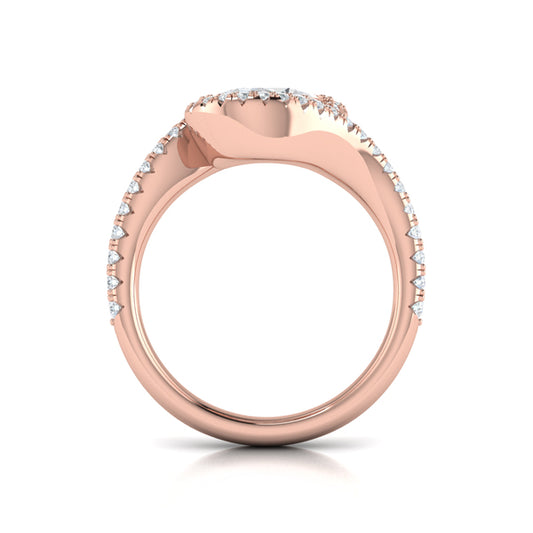 Modern Swirl Pavé Halo Engagement Ring