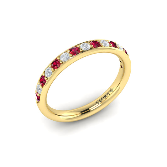 Delicate Ruby and Diamond Stackable Band