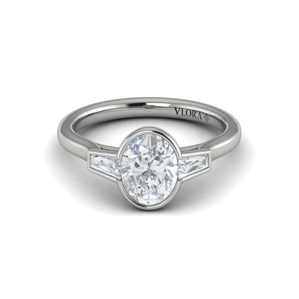 Modern Trio Oval Bezel Engagement Ring