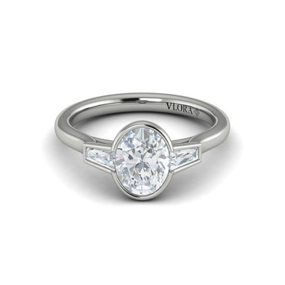 Modern Trio Oval Bezel Engagement Ring