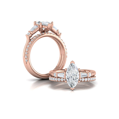 Matching Band for Poised Marquise Three-Stone Engagement Ring
