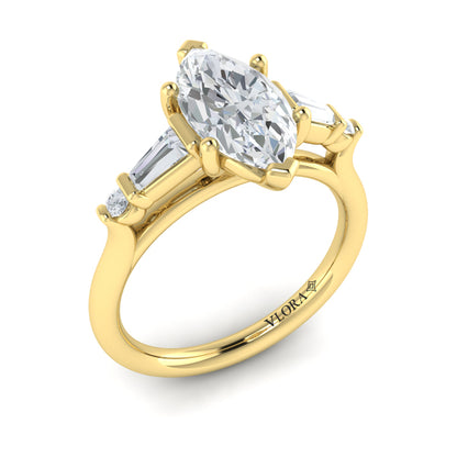 Poised Marquise Three-Stone Engagement Ring