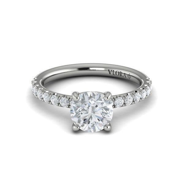Round Classic Engagement Ring in Platinum by Vlora Bridal