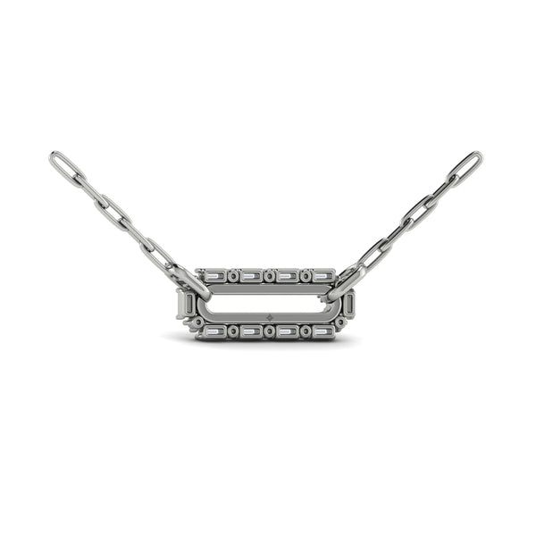 Diamond Baguette Double Row Link Necklace