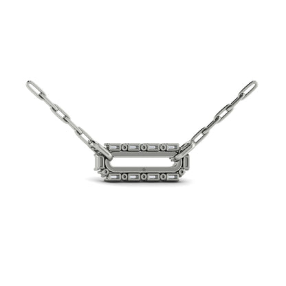 Diamond Baguette Double Row Link Necklace