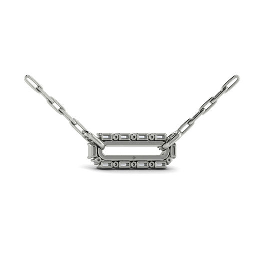 Diamond Baguette Double Row Link Necklace