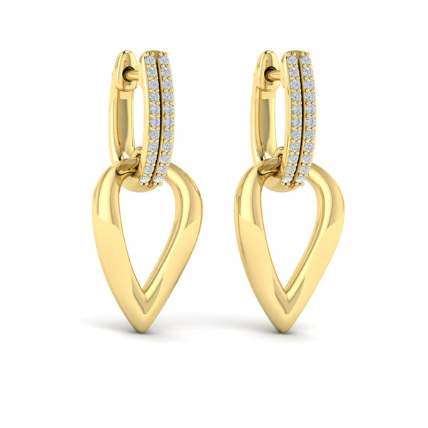 Diamond Accent Open Tear Drop Link Earrings