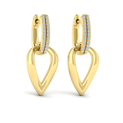 Diamond Accent Open Tear Drop Link Earrings