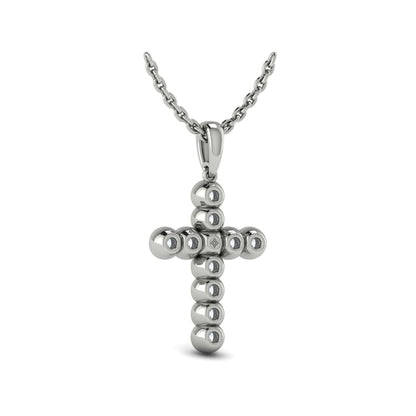 Rounded Bezel Set Diamond Cross Pendant