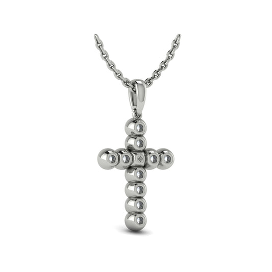 Rounded Bezel Set Diamond Cross Pendant