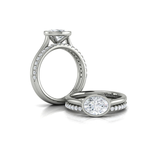Horizon Solitaire Oval Bezel Engagement Ring