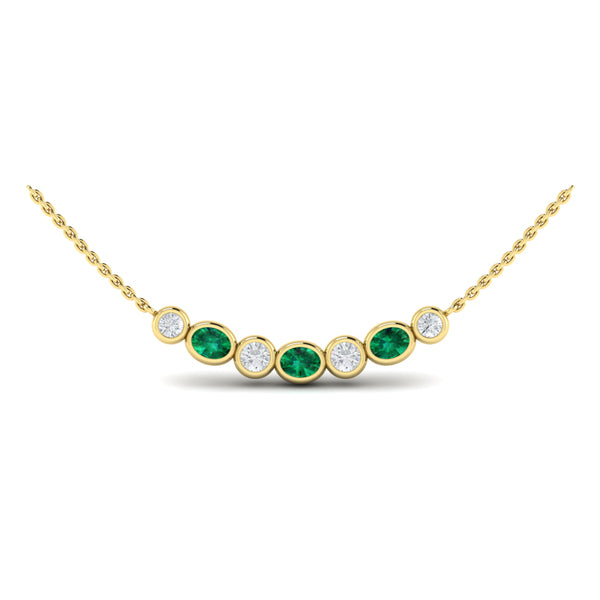 Diamond and Emerald Rounded Bezel Pendant