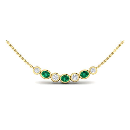 Diamond and Emerald Rounded Bezel Pendant