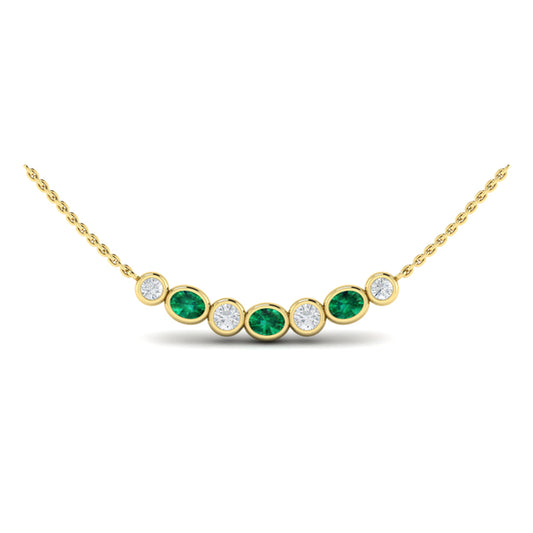 Diamond and Emerald Rounded Bezel Pendant