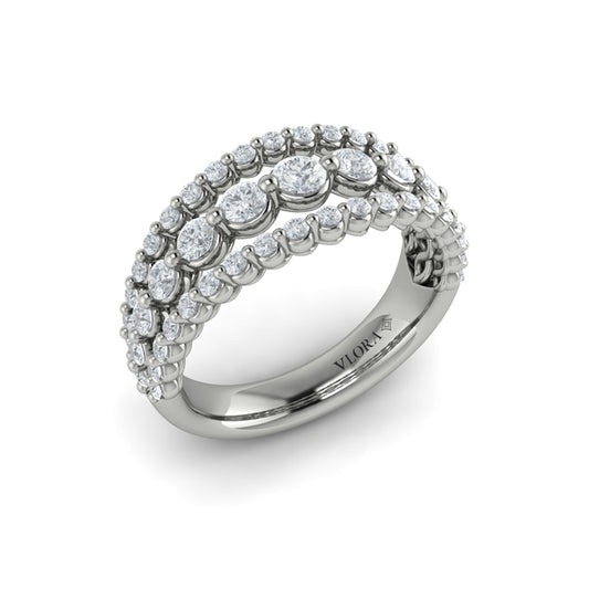Diamond Three Row Ring
